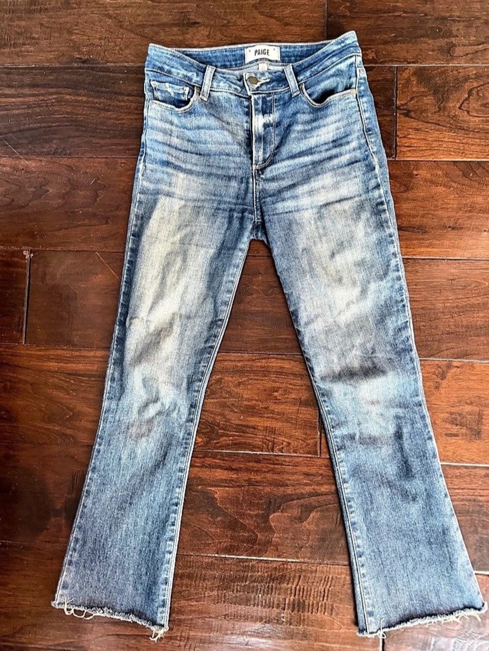 Paige Colette Crop Flare Jeans Blue Waist 25